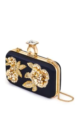 Embellished On The Rocks Clutch - Black -Sachin and Babi US BAG ONTHEROCKSCLUTCH BLACK ANGLE