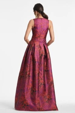 Brooke Gown - Raspberry Bouquet Multi -Sachin and Babi US BROOKEGOWN RASPBERRYBOUQUETMULTI BACK