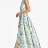 Brooke Gown - Sky Citrine Floral -Sachin and Babi US BROOKEGOWN SKYCITRINEFLORAL SIDE