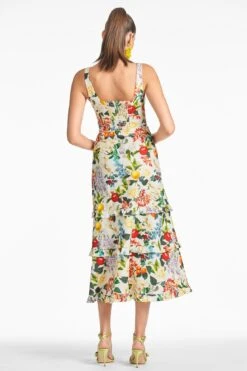 Caterina Dress - Giorno Giardino -Sachin and Babi US CATERINADRESS OROGIARDINO BACK