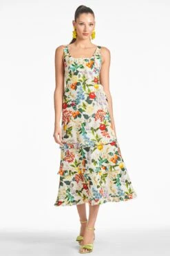 Caterina Dress - Giorno Giardino -Sachin and Babi US CATERINADRESS OROGIARDINO FRONT2