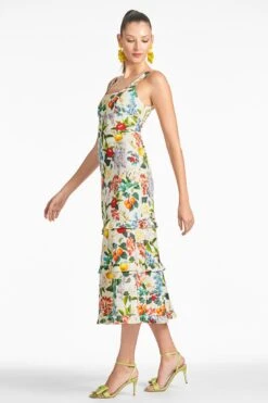 Caterina Dress - Giorno Giardino -Sachin and Babi US CATERINADRESS OROGIARDINO SIDE