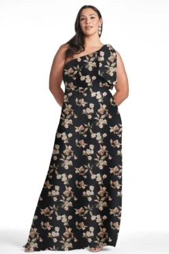 Chelsea Gown - Black Venetia Petal -Sachin and Babi US CHELSEAGOWN BLACKVENETIAPETALS FRONT7