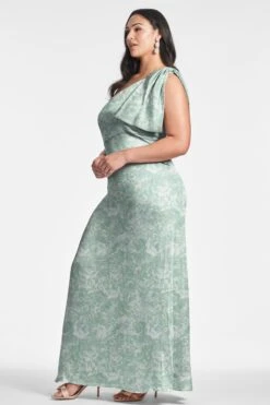 Chelsea Gown - Sage Painted Floral -Sachin and Babi US CHELSEAGOWN SAGEPAINTEDFLORAL SIDE10