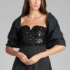 THE HUG SHAWL - BLACK JACQUARD CLOQUE 1 THE HUG SHAWL - BLACK JACQUARD CLOQUE -Sachin and Babi US E COM 465