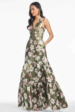 Rori Gown - Moss Magnolia -Sachin and Babi US F231G06 381 3