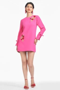 Embroidered Lily Dress - Electric Pink - Final Sale