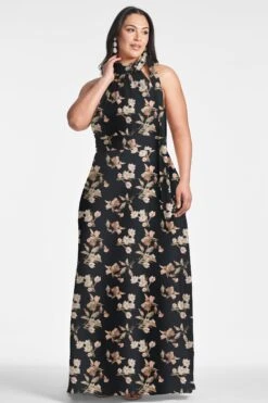 Kayla Gown - Black Venetia Petal -Sachin and Babi US KAYLAGOWN BLACKVENETIAPETALS FRONT5