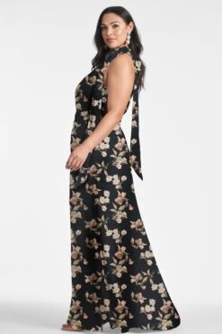 Kayla Gown - Black Venetia Petal -Sachin and Babi US KAYLAGOWN BLACKVENETIAPETALS SIDE6