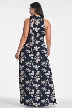 Kayla Gown - Navy Venetia Petal -Sachin and Babi US KAYLAGOWN NAVYVENETIAPETAL BACK6