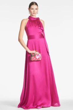 On The Rocks Clutch - Deep Pink Dahlia -Sachin and Babi US KAYLAGOWN DRAGONFRUIT FRONT5