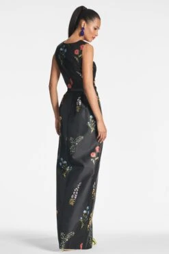 Marsden Gown - Noir Bouquet -Sachin and Babi US MARSDENGOWN BELTED NOIRBOUQUET BACK 7e759c66 5498 48db 97d9 c1525426bf7f