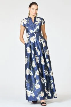EMBELLISHED MARTA GOWN - NAVY NARCISSUS