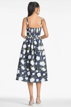 Olena Dress - Navy/Ivory Moonlit Garden -Sachin and Babi US OLENADRESS NAVYIVORYMOONLITGARDEN BACK