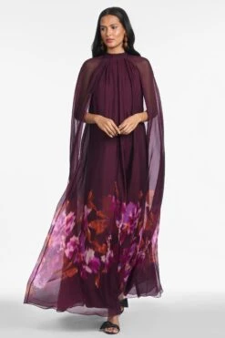 Tiana Gown - Mixed Berry Ikat Border -Sachin and Babi US R252G03 604 2