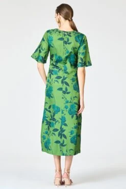 EMBELLISHED LEMIE DRESS - EMPRESS GREEN ROSES -Sachin and Babi US R261D06 353