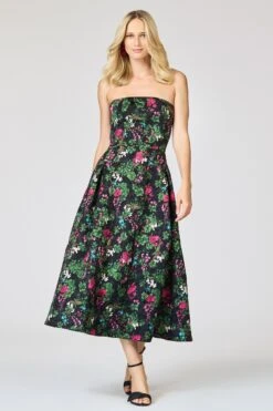 CLOQUE SHAY DRESS - ROYAL GARDENS