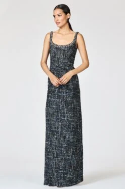 EMBELLISHED TWEED LANA GOWN - OBSIDIAN FROST -Sachin and Babi US R261G05 001 3