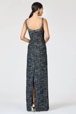 EMBELLISHED TWEED LANA GOWN - OBSIDIAN FROST -Sachin and Babi US R261G05 001 4