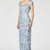 METALLIC CLOQUE GRACE GOWN - PEWTER GARDENS -Sachin and Babi US R261G10 040 2