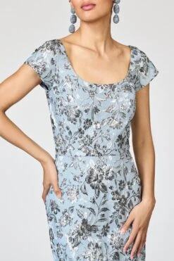 METALLIC CLOQUE GRACE GOWN - PEWTER GARDENS -Sachin and Babi US R261G10 040 4