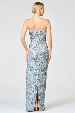 METALLIC CLOQUE SOPHIA GOWN - PEWTER GARDENS -Sachin and Babi US R261G60 040 5