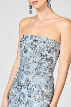 METALLIC CLOQUE SOPHIA GOWN - PEWTER GARDENS -Sachin and Babi US R261G60 040 6