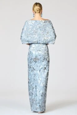 METALLIC CLOQUE HUG SHAWL - PEWTER GARDENS -Sachin and Babi US R261J05 040 3