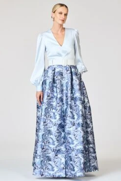 ZOE GOWN - CELESTIAL BLUE/FROZEN FLORA -Sachin and Babi US R262G26 451 3