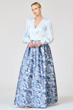 ZOE GOWN - CELESTIAL BLUE/FROZEN FLORA -Sachin and Babi US R262G26 451 4