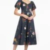 MAGNOLIA DRESS - DARK MIDNIGHT BOUQUET -Sachin and Babi US S251D35 003