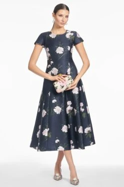JACKIE DRESS - DARK MIDNIGHT CARNATIONS -Sachin and Babi US S251D44 419