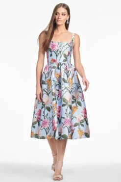 OLENA DRESS - GLACIAL BLUE BLOSSOMS -Sachin and Babi US S252D16 456 3