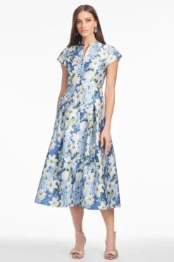 MARTINE DRESS - SKY BLUE STAR LILLIES -Sachin and Babi US S252D19 461