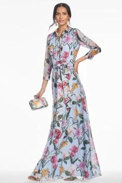 ADDISON GOWN - GLACIAL BLUE BLOSSOMS -Sachin and Babi US S252G21 456