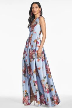 BROOKE GOWN - GLACIAL BLUE BRIGHT BOUQUET -Sachin and Babi US S252G26 455 5