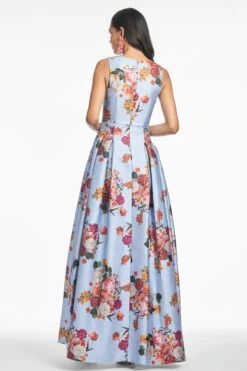 BROOKE GOWN - GLACIAL BLUE BRIGHT BOUQUET -Sachin and Babi US S252G26 455 7