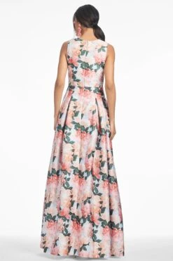 BROOKE GOWN - PEACH PEONIES -Sachin and Babi US S252G40 834 4