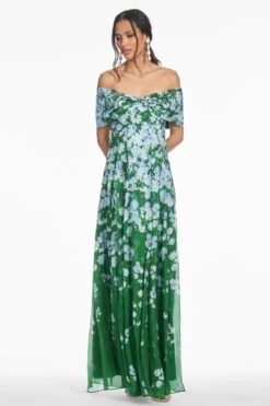 KENNEDY GOWN - KELLY GREEN DEGRADE FLORALS -Sachin and Babi US S253G41 358 2