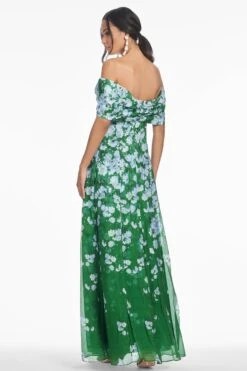 KENNEDY GOWN - KELLY GREEN DEGRADE FLORALS -Sachin and Babi US S253G41 358 5