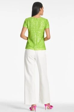 Veronica Top - Electric Lime -Sachin and Babi US SARATOP GREEN BACK