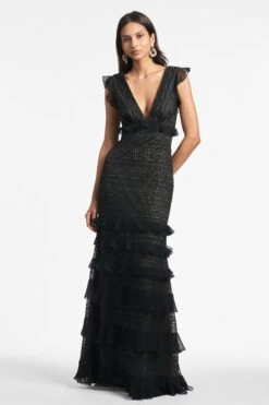 Serafina Gown - Black -Sachin and Babi US SERAFINAGOWN BLACK FRONT