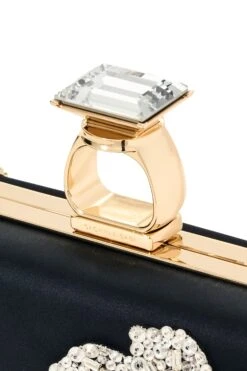 EMBROIDERED ON THE ROCKS CLUTCH - BLACK 9 EMBROIDERED ON THE ROCKS CLUTCH - BLACK -Sachin and Babi US SHOT 02 125 DETAIL