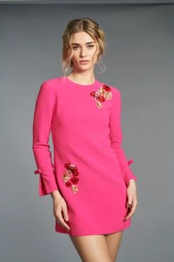 Embroidered Lily Dress - Electric Pink - Final Sale -Sachin and Babi US SHOT 20 039
