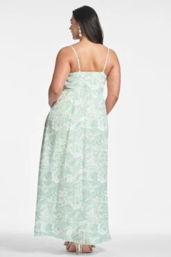 Sienna Gown - Sage Painted Floral -Sachin and Babi US SIENNAGOWN SAGEPAINTEDFLORAL BACK12