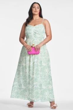 Sienna Gown - Sage Painted Floral -Sachin and Babi US SIENNAGOWN SAGEPAINTEDFLORAL FRONT15