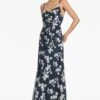 Sienna Gown - Navy Venetia Petal -Sachin and Babi US SIENNAGOWN NAVYVENETIAPETAL FRONT