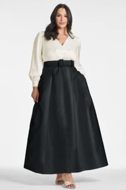 Zoe Gown - Ivory/Black -Sachin and Babi US ZOEGOWN IVORYBLACK FRONT