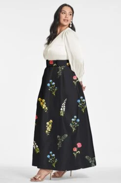 Zoe Gown - Off White/Noir Bouquet -Sachin and Babi US ZOEGOWN OFFWHITENOIRBOUQUET SIDE5