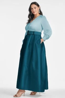 Zoe Gown - Seaglass/Deep Teal 14 Zoe Gown - Seaglass/Deep Teal -Sachin and Babi US ZOEGOWN SEAGLASSDEEPTEAL SIDE2